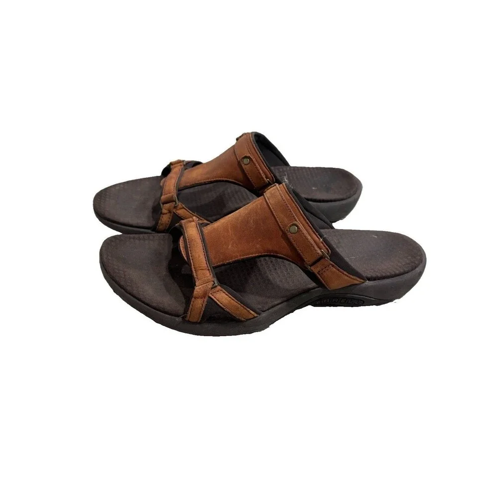 Merrell Glade Brown Leather Slide Sandals Womans 10 Comfort Outdoor Hiking Walk